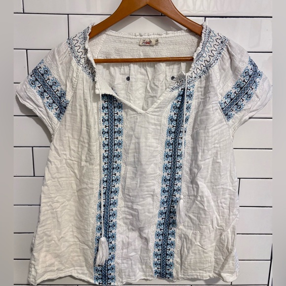 FAHERTY LIANA boho embroidered TOP M - Picture 8 of 10